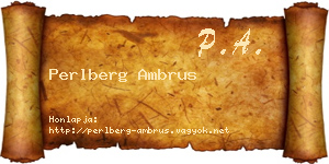 Perlberg Ambrus névjegykártya